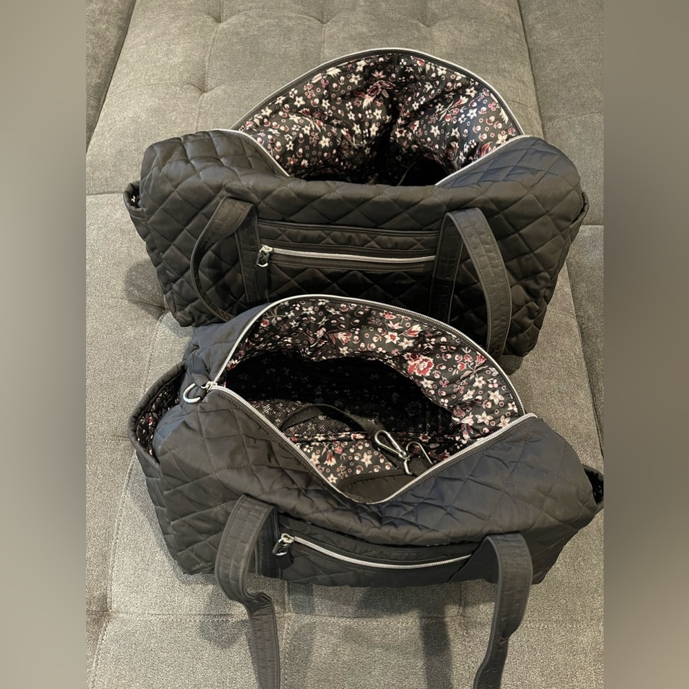 Vera Bradley Black Performance Twill Medium and Small Duffle Duo